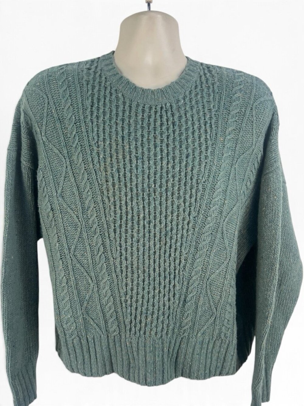 Lauren Ralph Lauren Black Label Alpaca cable knit sweater XL green Fisherman